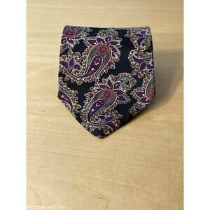Vintage Christian Dior Monsieur Silk Necktie Purple Paisley Office Wedding Guest